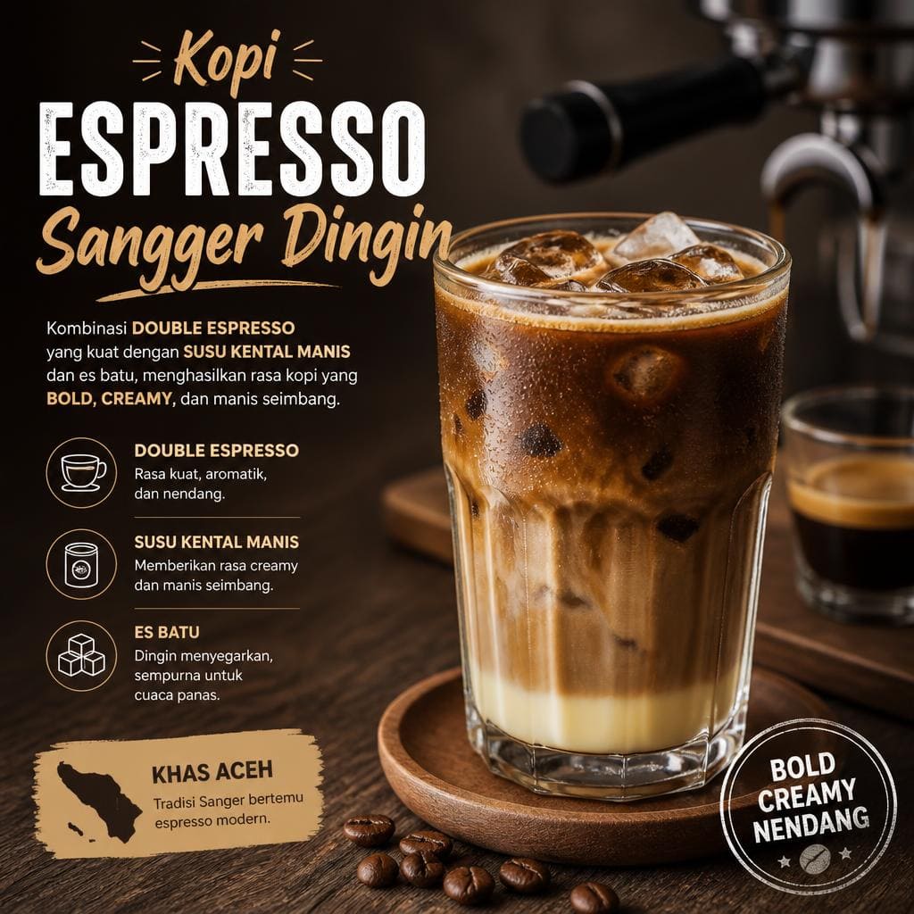Kopi Espresso Sangger Dingin di Solong Coffee